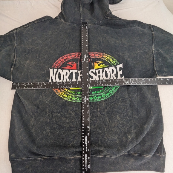North Shore Hawaii Subtle Acid Wash Hoodie and Bold Colored Logo on Back Medium - Picture 3 of 8